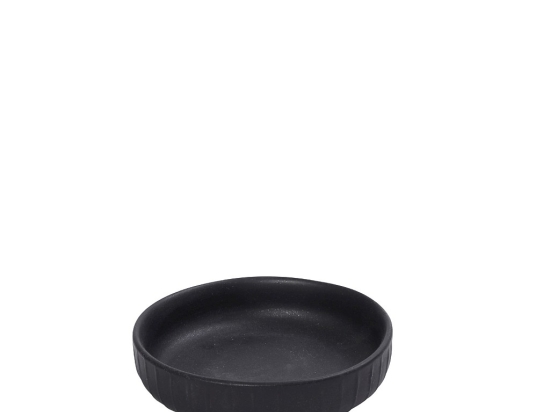 Gobi black sand χειροποίητο μπωλ ρηχό στρογγυλό μαύρο ματ σετ έξι τεμαχίων 11.5x3 εκ