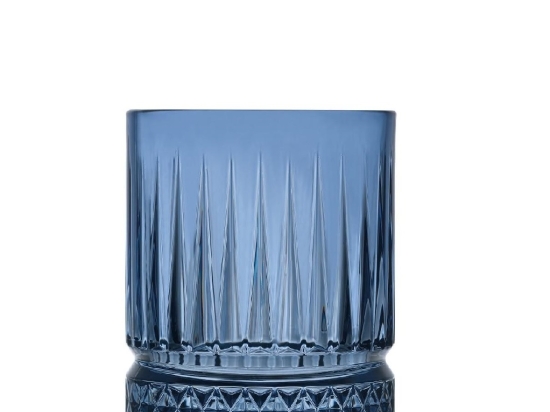 Elysia Blue γυάλινο χαμηλό ποτήρι σε μπλε διάφανη απόχρωση σετ τεσσάρων τεμαχίων 8x10 εκ 355ml