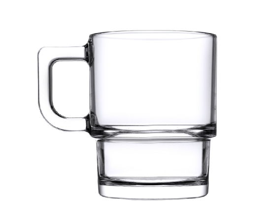 Hill Mug γυάλινο διάφανο φλυτζάνι με χερούλι σετ δύο τεμαχίων 6x10 εκ 320ml