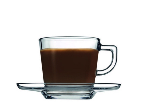 Carre Cup And Saucer Cappuccino φλυτζάνι γυάλινο με πιατάκι σετ έξι τεμαχίων 215 ml 13.7x8 εκ