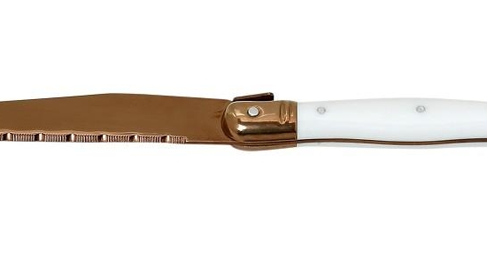 Antique cut μαχαίρι steak χάλκινο με λευκή λαβή σετ των δώδεκα τεμαχίων 23 εκ