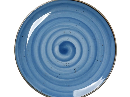 Terra Blue ρηχό πιάτο φαγητού από πορσελάνη σετ των έξι τεμαχίων 26 εκ