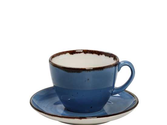 Terra Blue φλυτζάνι και πιατάκι για καφέ σετ των έξι τεμαχίων 220 ml 14x8 εκ