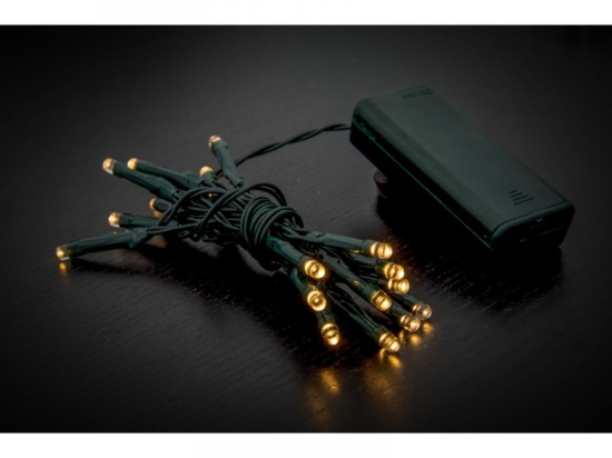 20 Led μπαταρίας αδιάβροχα με πράσινο καλώδιο και θερμό λευκό φως 1μ