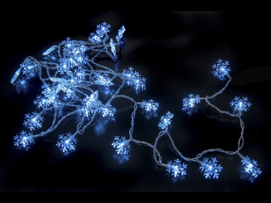 40 Led νιφάδες με διάφανο καλώδιο και ψυχρό λευκό φως 4μ
