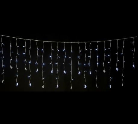 150 Led λαμπάκια IP44 σε κουρτίνα με αστέρια με επεκτεινόμενο διάφανο καλώδιο και ψυχρό λευκό φως 60x300 εκ