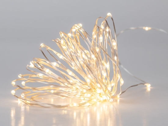100 Led λαμπάκια αδιάβροχα με ασημί καλώδιο χαλκού και soft white φωτισμό 10μ