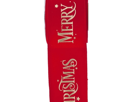 Κορδέλα lux xmas από κόκκινο χρυσό βελούδο