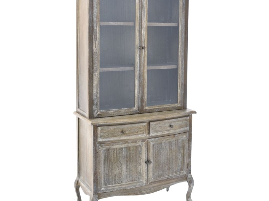 Vintage ξύλινη βιτρίνα με δύο ντουλάπια 90x41x190 εκ