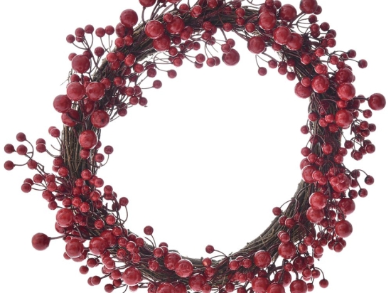 Κόκκινο χριστουγεννιάτικο στεφάνι από berries 55 εκ