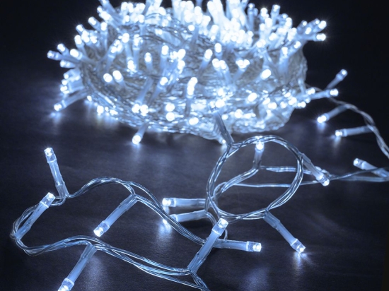 100 Led λαμπάκια IP44 με πρόγραμμα διάφανο καλώδιο και ψυχρό λευκό φως 5μ