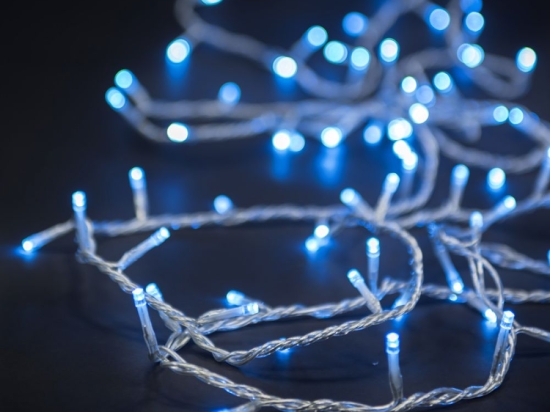 100 Led λαμπάκια IP44 με πρόγραμμα διάφανο καλώδιο και μπλε φως 5μ