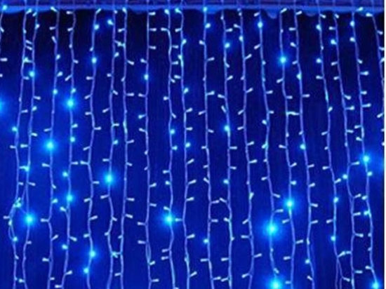 200 Led λαμπάκια IP44 κουρτίνα με επεκτεινόμενο διάφανο καλώδιο και μπλε φως 200x100 εκ
