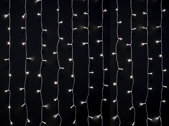 144 Led λαμπάκια IP44 κουρτίνα με επεκτεινόμενο διάφανο καλώδιο και soft white φως 120x120 εκ