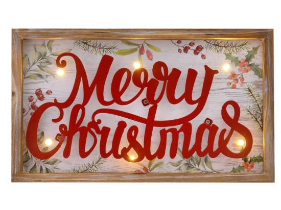 Χριστουγεννιάτικη διακοσμητική πινακίδα merry Christmas με φως 25x4x15 εκ
