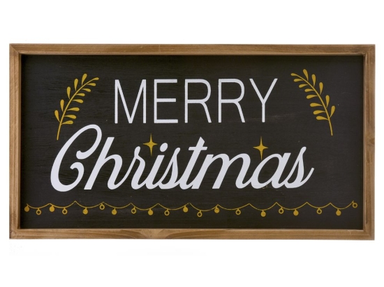 Ξύλινη διακοσμητική πινακίδα merry Christmas 45x24 εκ