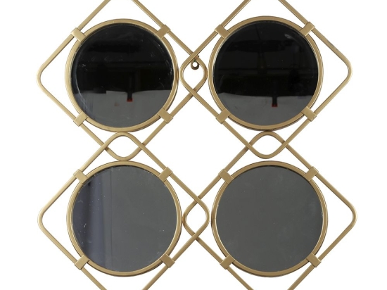 Μεταλλικός καθρέπτης σε χρυσή απόχρωση four mirrors 60x60 εκ