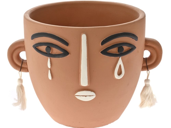 Ethnic κεραμικό κασπώ με γυναικείο πρόσωπο 26x21x18 εκ