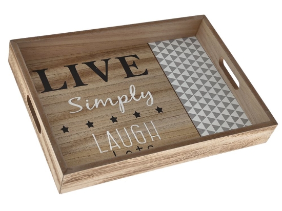 Ξύλινος δίσκος Live Simply 36x26 εκ