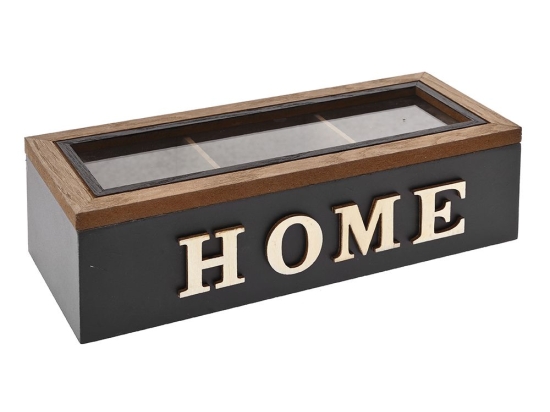Ξύλινο κουτί Home σε μαύρο και φυσικό χρώμα 23x9x7 εκ
