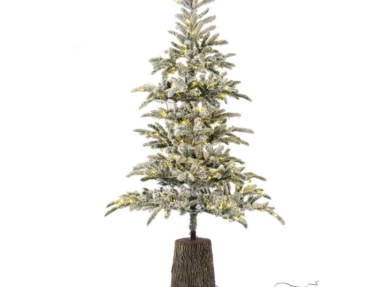 Princess Pine χριστουγεννιάτικο slim δέντρο χιονισμένο με 300 ενσωματωμένα λευκά led λαμπάκια σε fiber glass βάση 240 εκ