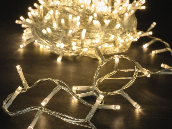 400 Led λαμπάκια IP44 με 8 προγράμματα με διάφανο καλώδιο και θερμό λευκό φως 20μ