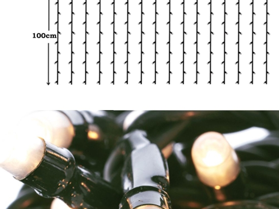 200 Led λαμπάκια IP44 κουρτίνα με επεκτεινόμενο πράσινο καλώδιο και θερμό λευκό φως 200x100 εκ