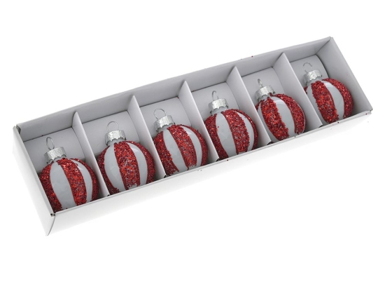Candy γυάλινη μίνι μπάλα χριστουγεννιάτικη σετ έξι τεμάχια 4 εκ