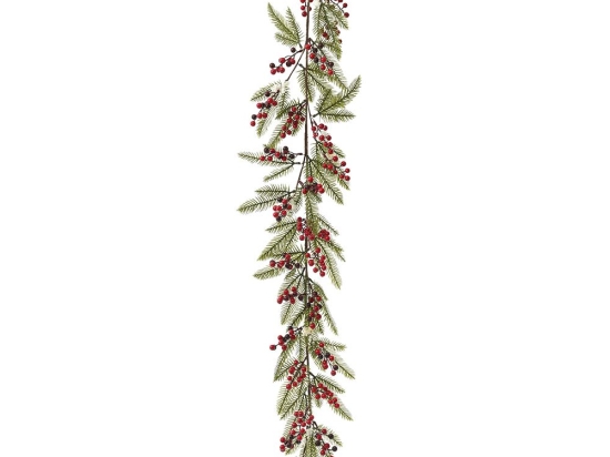 Berries διακοσμητικά κόκκινα χιονισμένα σε γιρλάντα χριστουγεννιάτικη 150 εκ