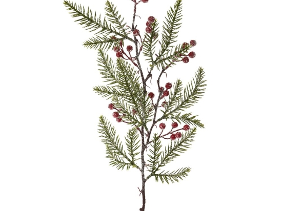 Διακοσμητικό κλαδί με χιονισμένα berries σετ των δύο 80 εκ