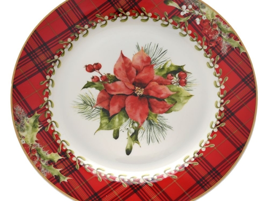 Poinsettia χριστουγεννιάτικο πιάτο γλυκού σετ έξι τεμαχίων 19 εκ