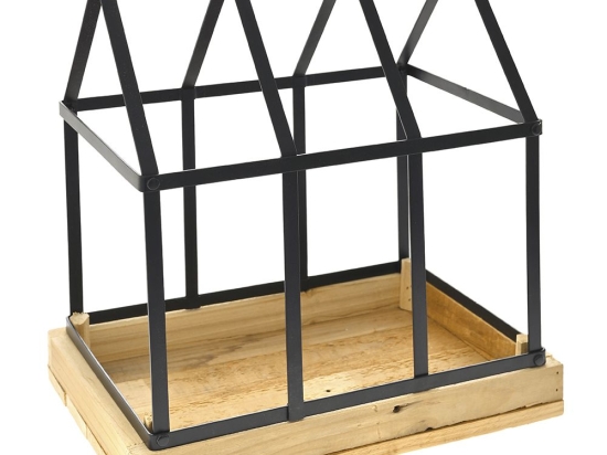 Μαύρη βάση σπιτάκι από ξύλο και μέταλλο 30x20x34 εκ
