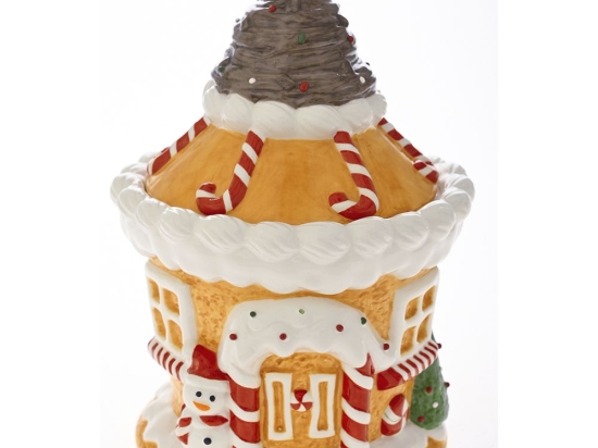 Gingerbread κεραμική μπισκοτιέρα χριστουγεννιάτικη 18x18x27 εκ