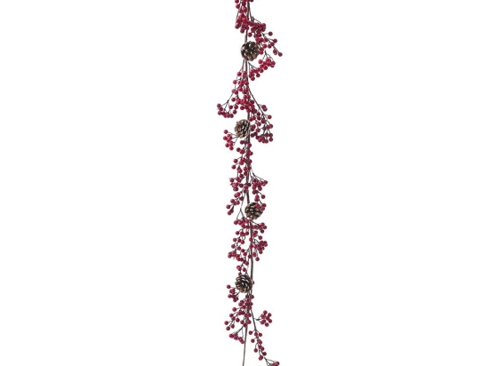 Χριστουγεννιάτικη γιρλάντα με κόκκινα berries και κουκουνάρια 150 εκ