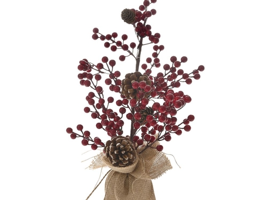Χριστουγεννιάτικο δέντρο με berries και κουκουνάρια σε τσουβάλι 50 εκ