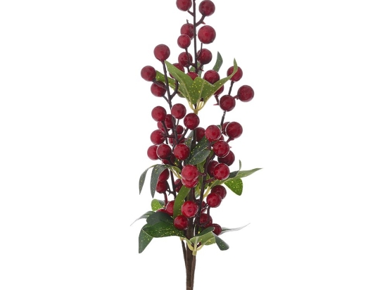 Διακοσμητικό πικ με κόκκινα berries και πράσινα φύλλα σετ των έξι 43 εκ