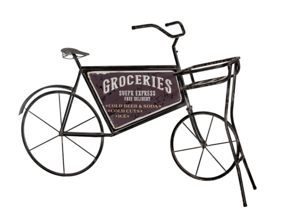Groceries μεταλλικό διακοσμητικό ποδήλατο σε μαύρο χρώμα με βάση για κασπώ 159x52x106 εκ