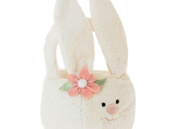 Easter Bunny πασχαλινό υφασμάτινο καλαθάκι σε μπεζ απόχρωση με φιγούρα λαγού 19x32 εκ