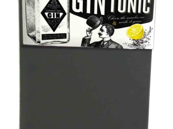Gin tonic ξύλινος χειροποίητος μαυροπίνακας 26x38 εκ