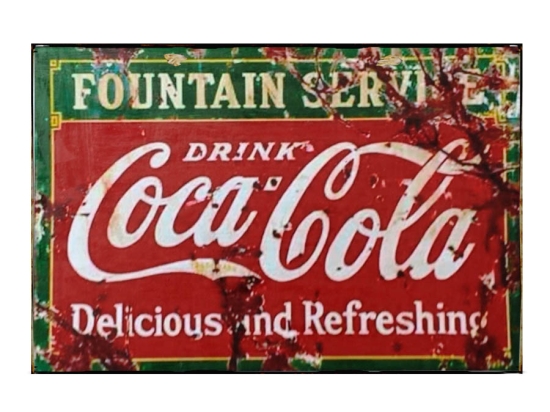 Πίνακας χειροποίητος διαφήμιση refreshing Coca Cola 30x20 εκ