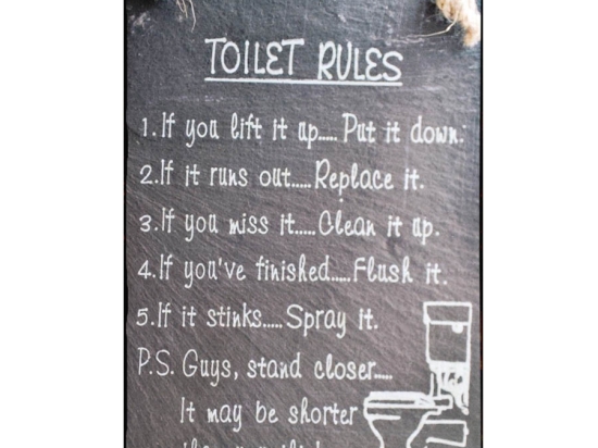Πίνακας χειροποίητος toilet rules μαυροπίνακας 20x30 εκ