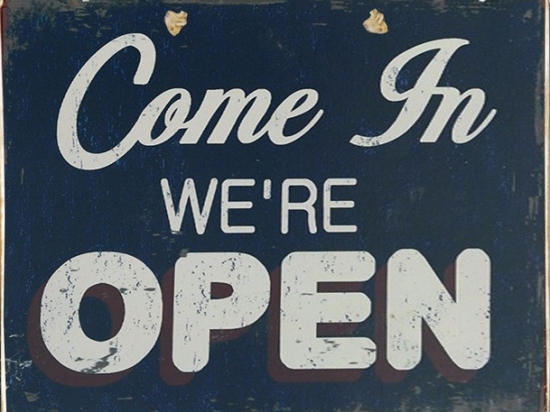 Πίνακας ρετρό χειροποίητος open closed διπλής όψης 30x20 εκ
