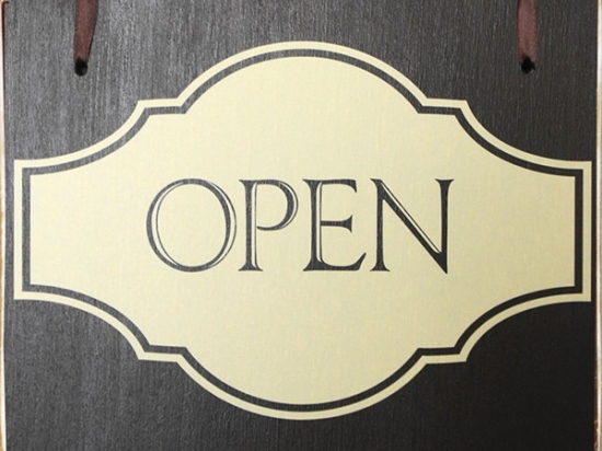 Ρετρό πίνακας χειροποίητος open closed διπλής όψης 25x20 εκ