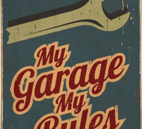 Ρετρό πίνακας χειροποίητος my garage my rules