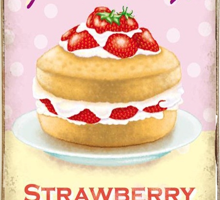 Ρετρό πίνακας χειροποίητος strawberry cake