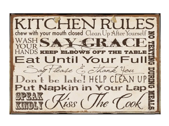 Ρετρό πίνακας χειροποίητος kitchen rules