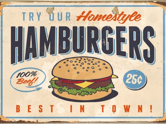 Ρετρό πίνακας χειροποίητος hamburgers