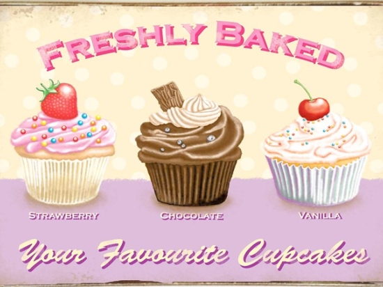 Ρετρό πίνακας χειροποίητος fresh cupcakes