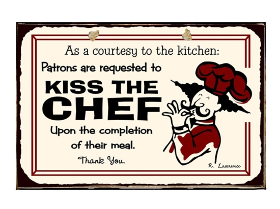 Ρετρό πίνακας χειροποίητος kiss the chef