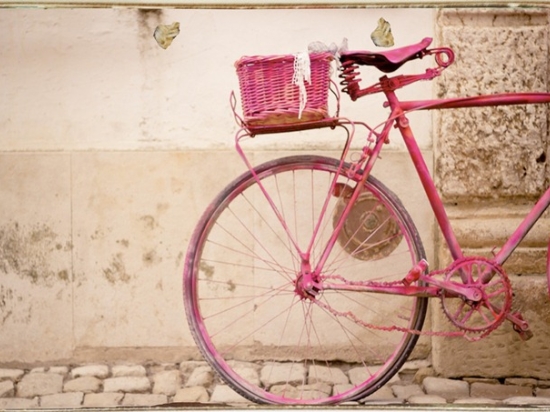 Ρετρό πίνακας χειροποίητος pink bike